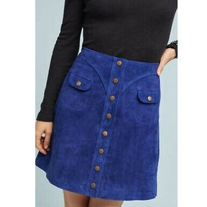 Anthropologie blue suede skirt